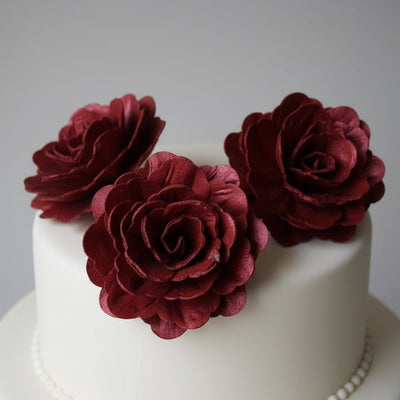 Vahvlist Hiina Roos Läikiv Burgundia (70Mm) 3Tk