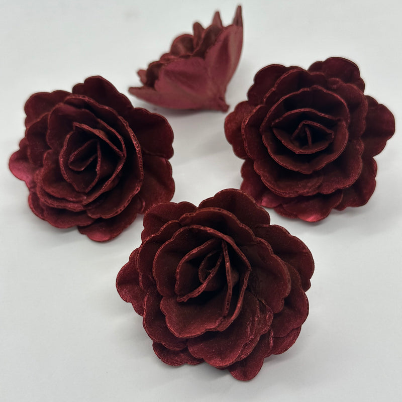 Vahvlist hiina roos läikiv burgundia (60mm)