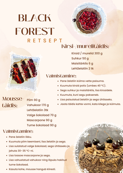 Retsept Must Mets - Black Forest tort