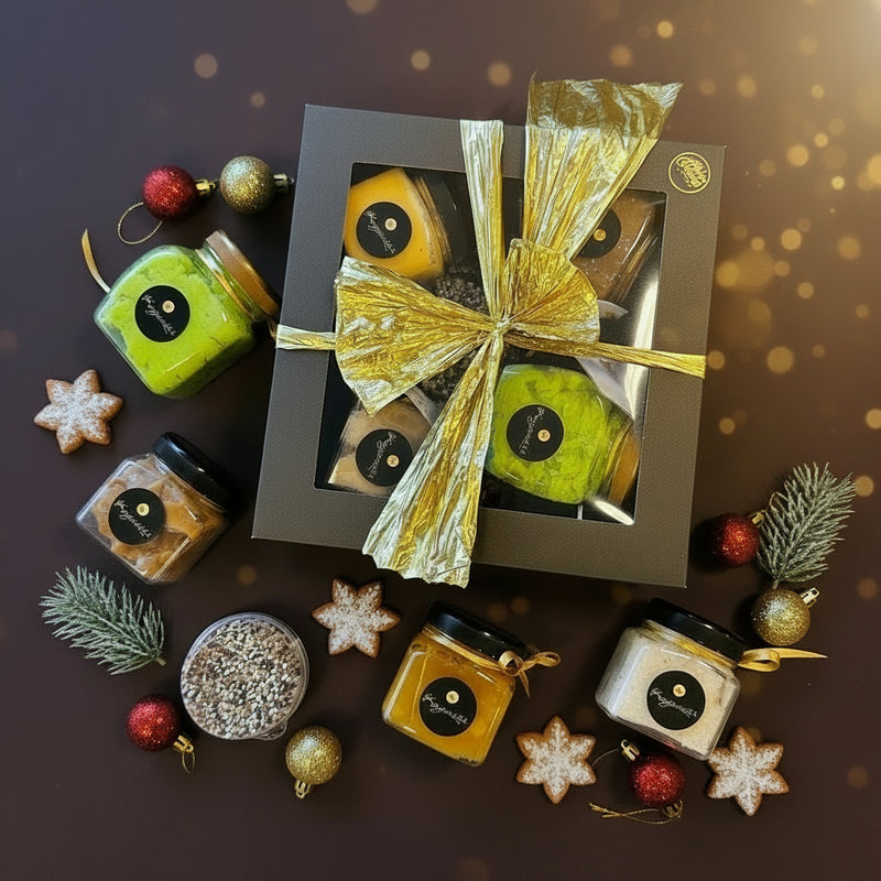 🖤 Kinkekomplekt "Magus Meistriteos" – 4 täidist + šokolaadipärlid