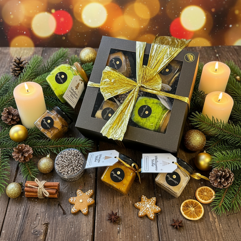 🖤 Kinkekomplekt "Magus Meistriteos" – 4 täidist + šokolaadipärlid