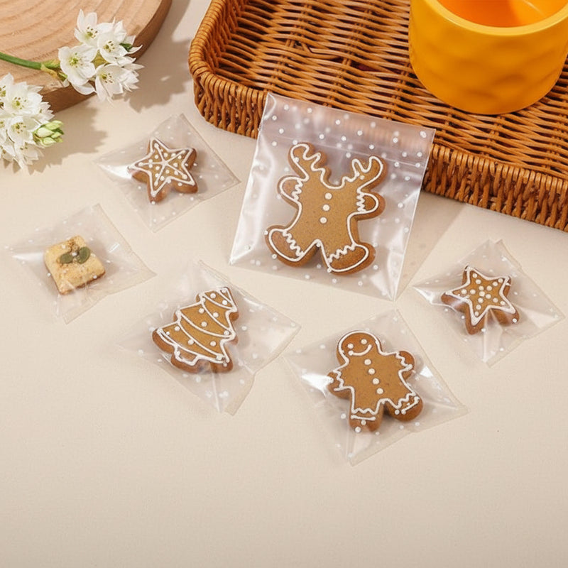 Tsellofaankotid liimiribaga Lumetäpid 100 x 100mm 10tk