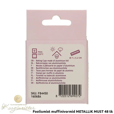 Fooliumist Muffinivormid Metallik Must 48 Tk