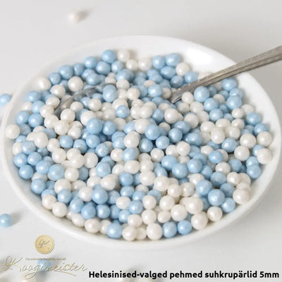 Helesinised-Valged Pehmed Suhkrupärlid 5Mm 50G Toidukaubad