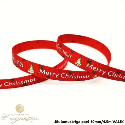 Jõulumustriga Pael 10Mm/4.5M Valik Multicolor / Punane Merry Christmas