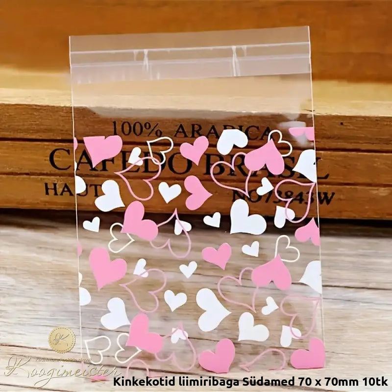 Kinkekotid Liimiribaga Südamed 70 X 70Mm 10Tk Pakend