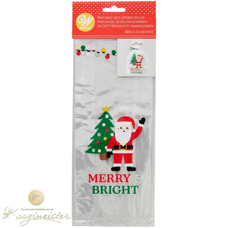 Kinkekotid Merry & Bright Santa 20Tk + Kinnitused