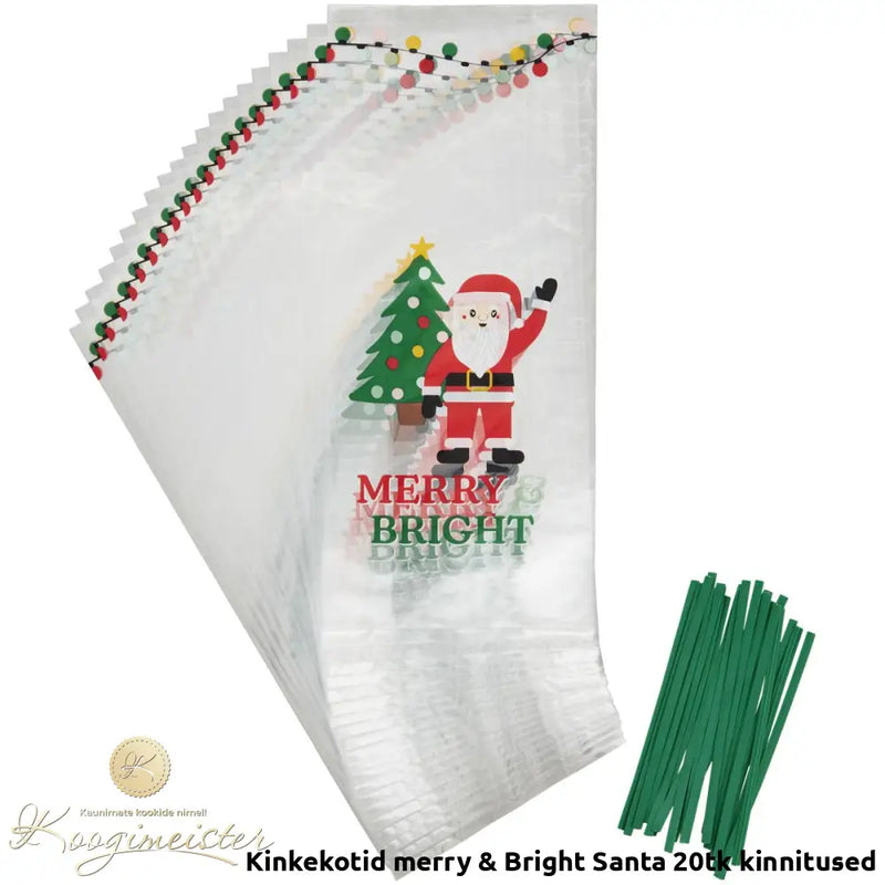 Kinkekotid Merry & Bright Santa 20Tk + Kinnitused