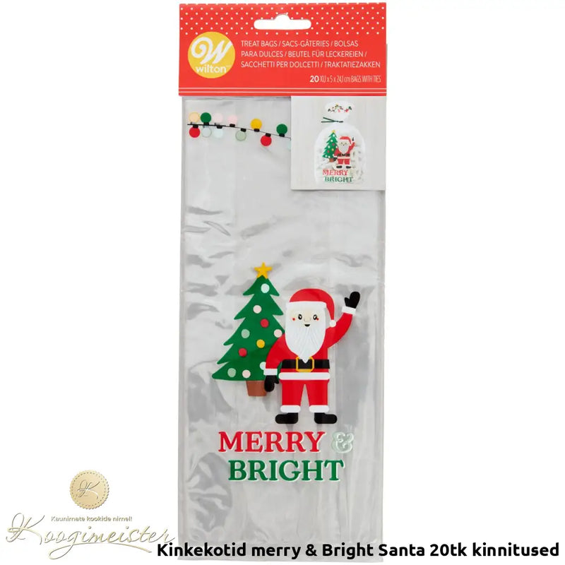 Kinkekotid Merry & Bright Santa 20Tk + Kinnitused