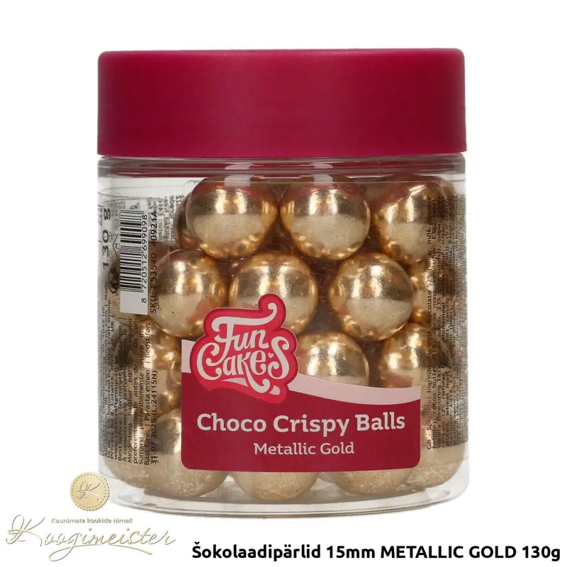 Šokolaadipärlid 15Mm Metallic Gold 130G Toidukaubad