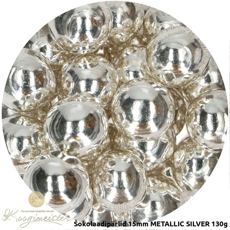 Šokolaadipärlid 15Mm Metallic Silver 130G Toidukaubad