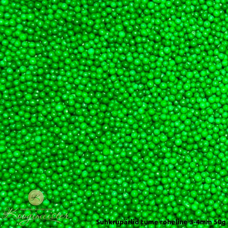 Suhkrupärlid tume roheline 3-4mm 50g toidukaubad