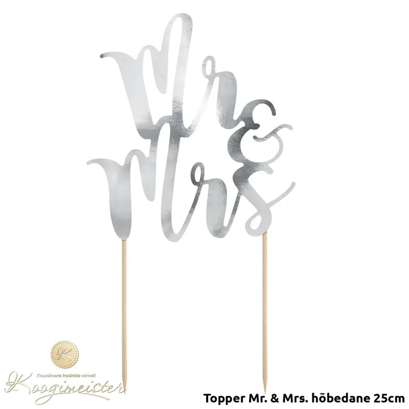 Topper Mr. & Mrs. Hõbedane 25Cm