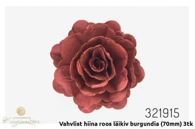 Vahvlist Hiina Roos Läikiv Burgundia (70Mm) 3Tk