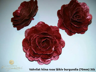 Vahvlist Hiina Roos Läikiv Burgundia (70Mm) 3Tk