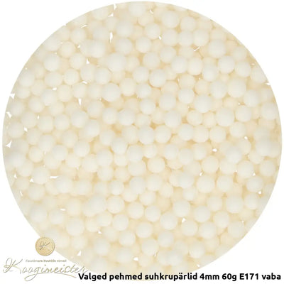 Valged Pehmed Suhkrupärlid 4Mm 60G E171 Vaba Toidukaubad