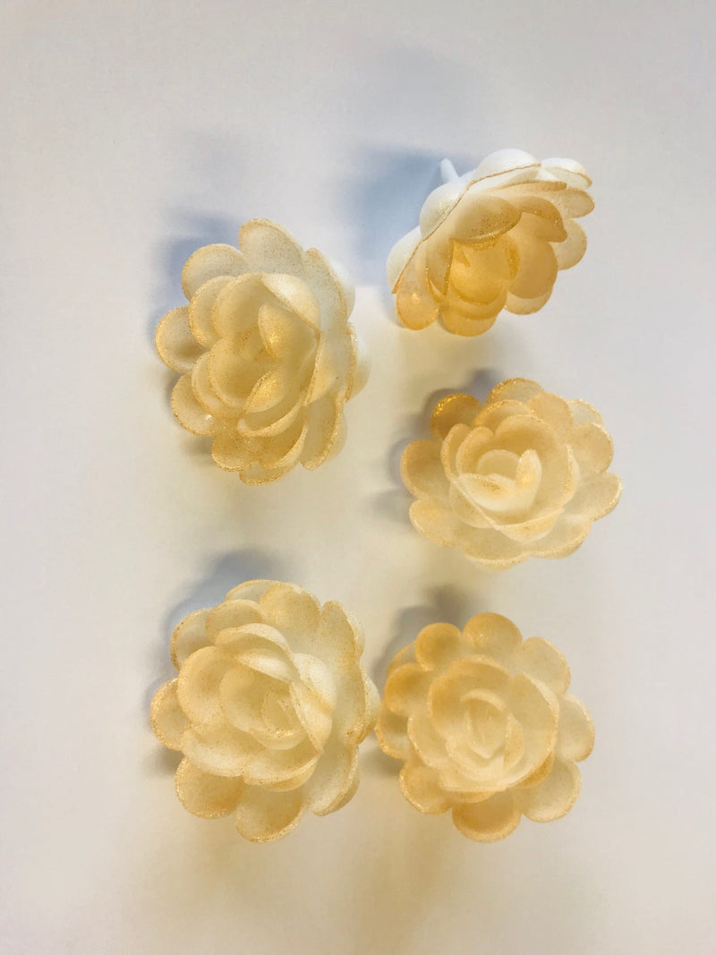 Vahvlist inglise roos kuldse sädelusega (40mm) 5tk